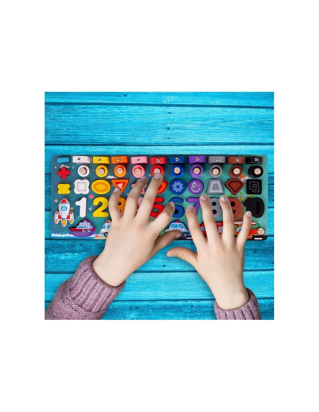 Malplay Montessori medinė dėlionė, mokanti skaičiuoti 6in1