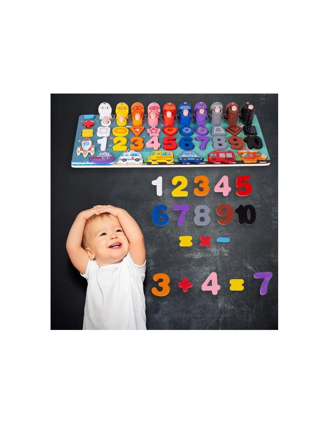 Malplay Montessori medinė dėlionė, mokanti skaičiuoti 6in1