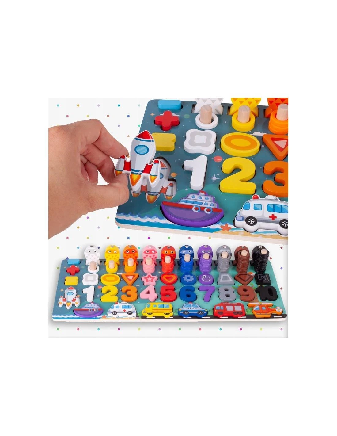Malplay Montessori medinė dėlionė, mokanti skaičiuoti 6in1