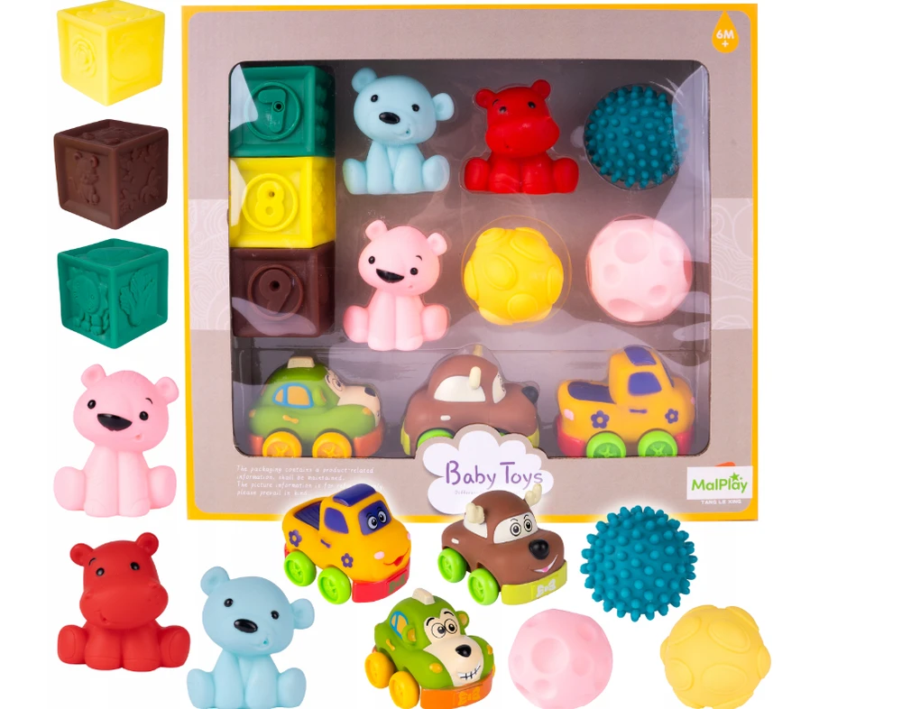 Malplay Sensorinės kaladėlės Pyramid Montessori Soft Creative, 12 vnt.
