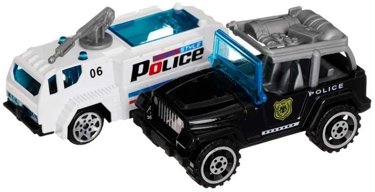 Malplay Žaislinė policijos degalinės automobilių stovėjimo aikštelė su 2 automobiliais
