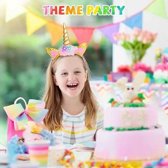 Partypal Unicorn (vienaragio) lankelis su veido dekoravimo akmenukais