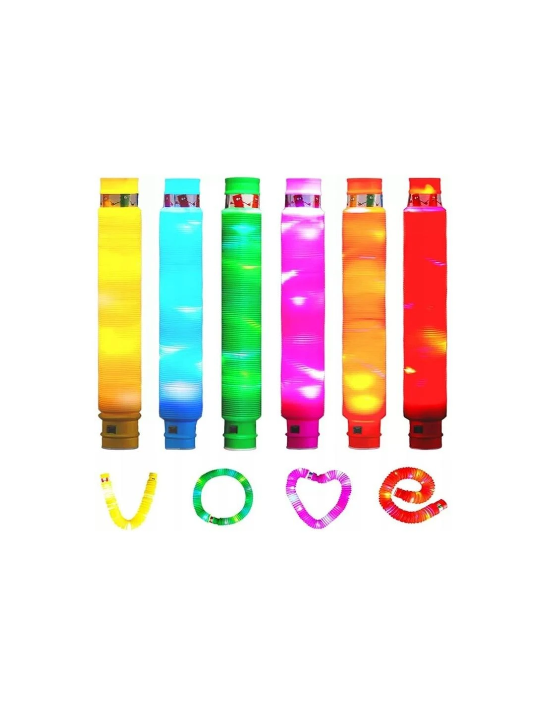 Šlanga/vamzdis fidget pop led šviečianti 6 vnt,