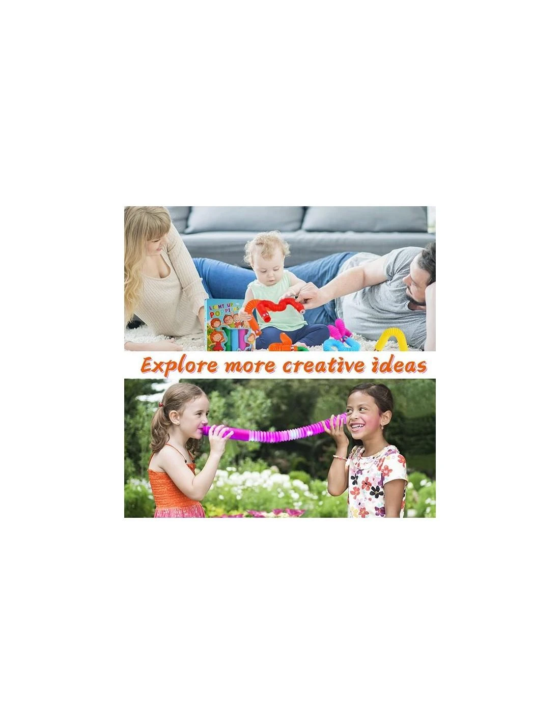 Šlanga/vamzdis fidget pop led šviečianti 6 vnt,