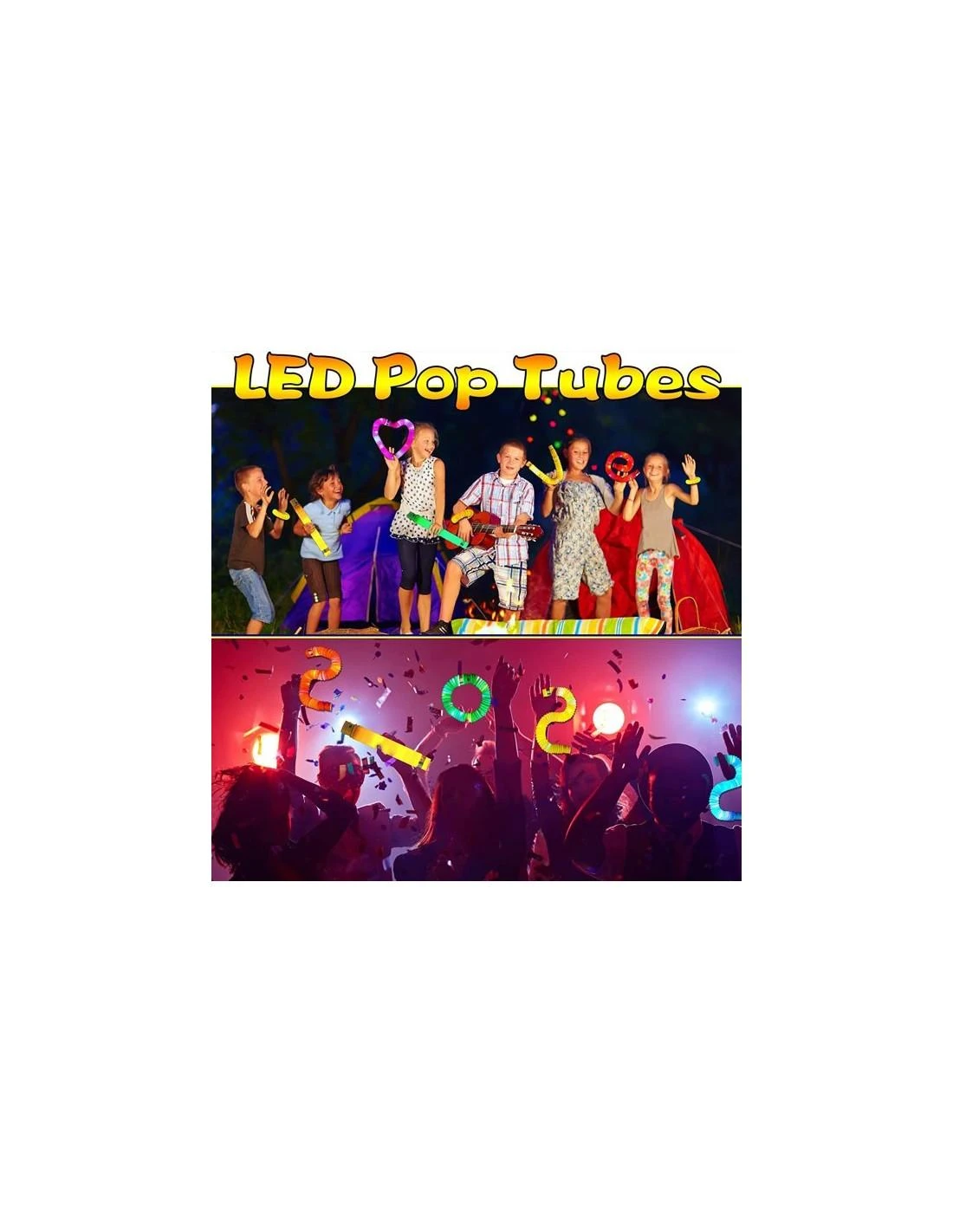 Šlanga/vamzdis fidget pop led šviečianti 6 vnt,