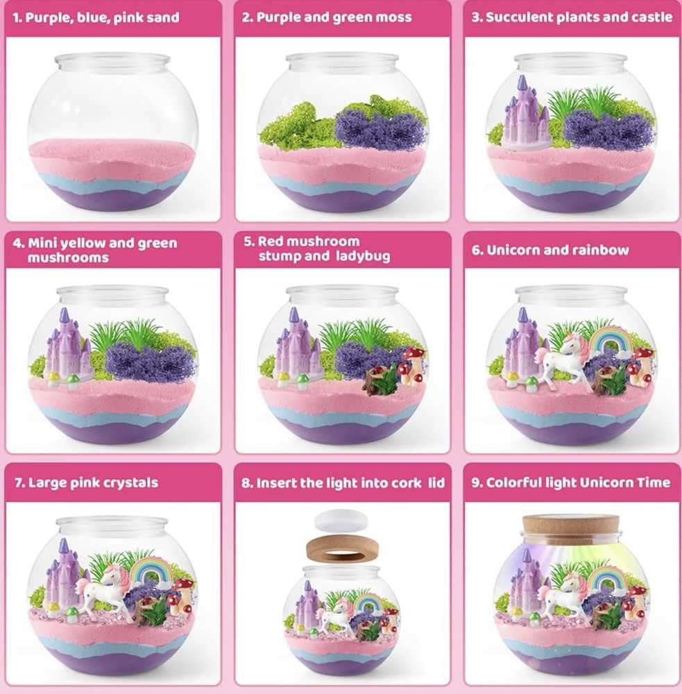 Šviečiantis vienaragio terariumo rinkinys Unicorn Terrarium Kit