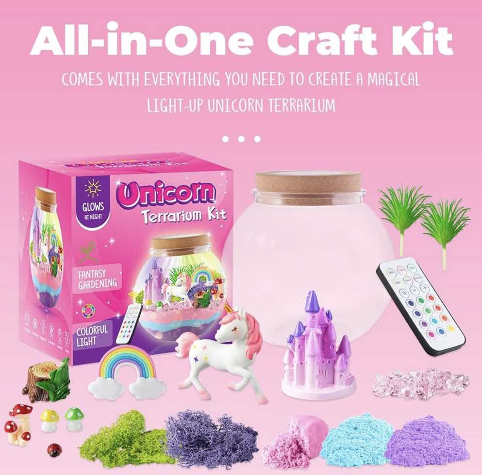 Šviečiantis vienaragio terariumo rinkinys Unicorn Terrarium Kit