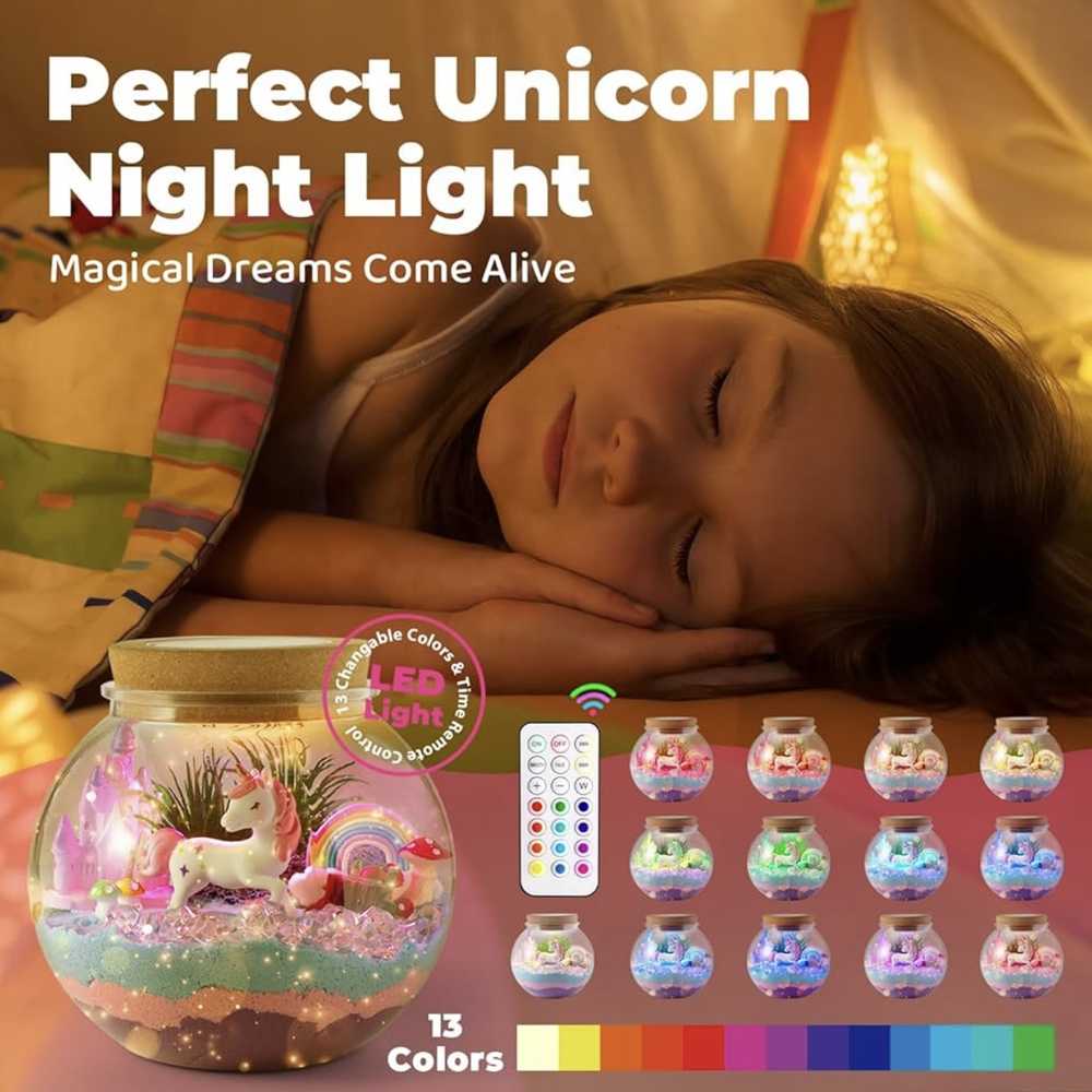 Šviečiantis vienaragio terariumo rinkinys Unicorn Terrarium Kit
