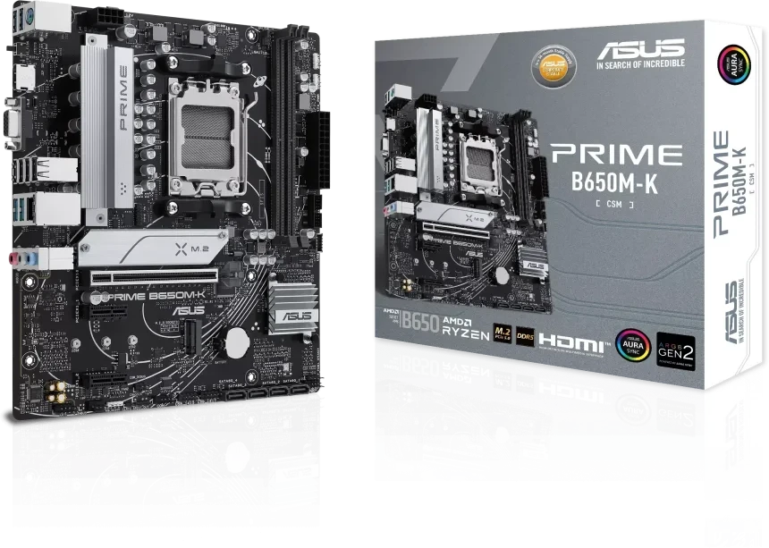 Pagrindinė plokštė Asus | PRIME B650M-K | Procesorių šeima AMD | Procesoriaus lizdas AM5 | DDR5 | Palaikomos standžiojo disko sąsajos SATA, M.2 | SATA jungčių skaičius 4