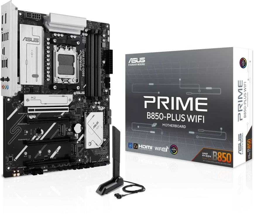 Pagrindinė plokštė|ASUS|AMD B850|SAM5|ATX|DDR5 atmintis|Atminties lizdai 4|2xPCI-Express 3.0 16x|1xPCI-Express 4.0 16x|1xPCI-Express 5.0 16x|3xM.2|1xHDMI|1xDisplayPort|3xUSB 2.0|5xUSB 3.2 B tipo|2xUSB-C|3xAudio prievadas|PRIMEB850-PLUSWIFI