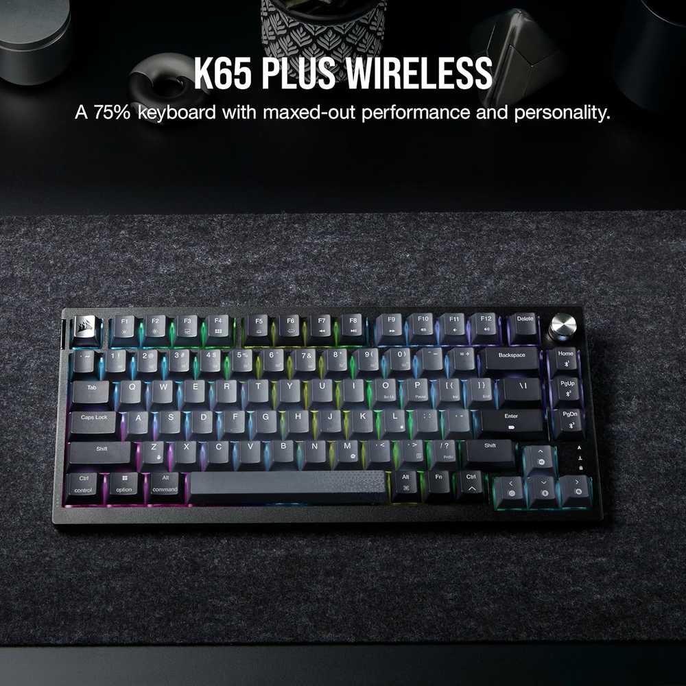CORSAIR K65 Plus Belaidė mechaninė klaviatūra RGB LED pašvietimas Corsair MX Raudona