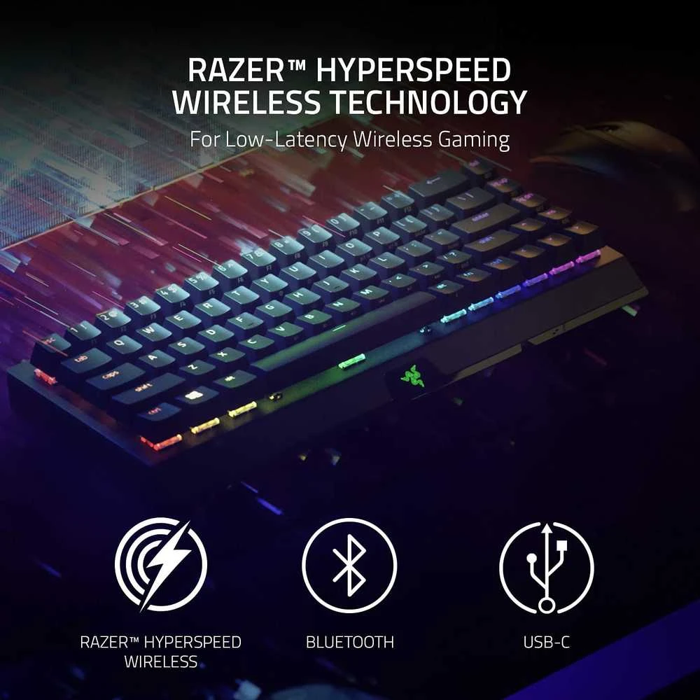 Belaidė 65% Klaviatūra Razer BlackWidow V3 Mini HyperSpeed su Razer Chroma RGB, Yellow Switch, US išdėstymas