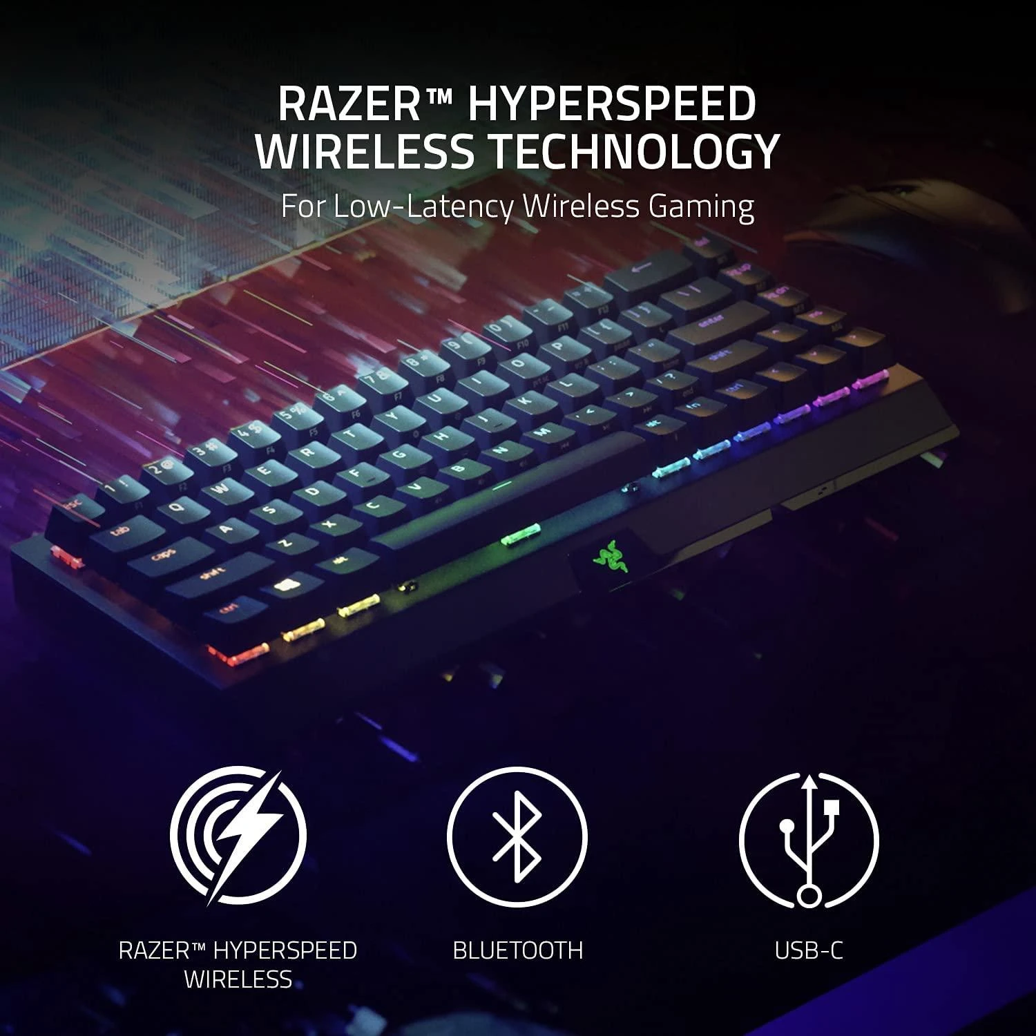 Belaidė 65% Klaviatūra Razer BlackWidow V3 Mini HyperSpeed su Razer Chroma RGB, Green Switch, US išdėstymas