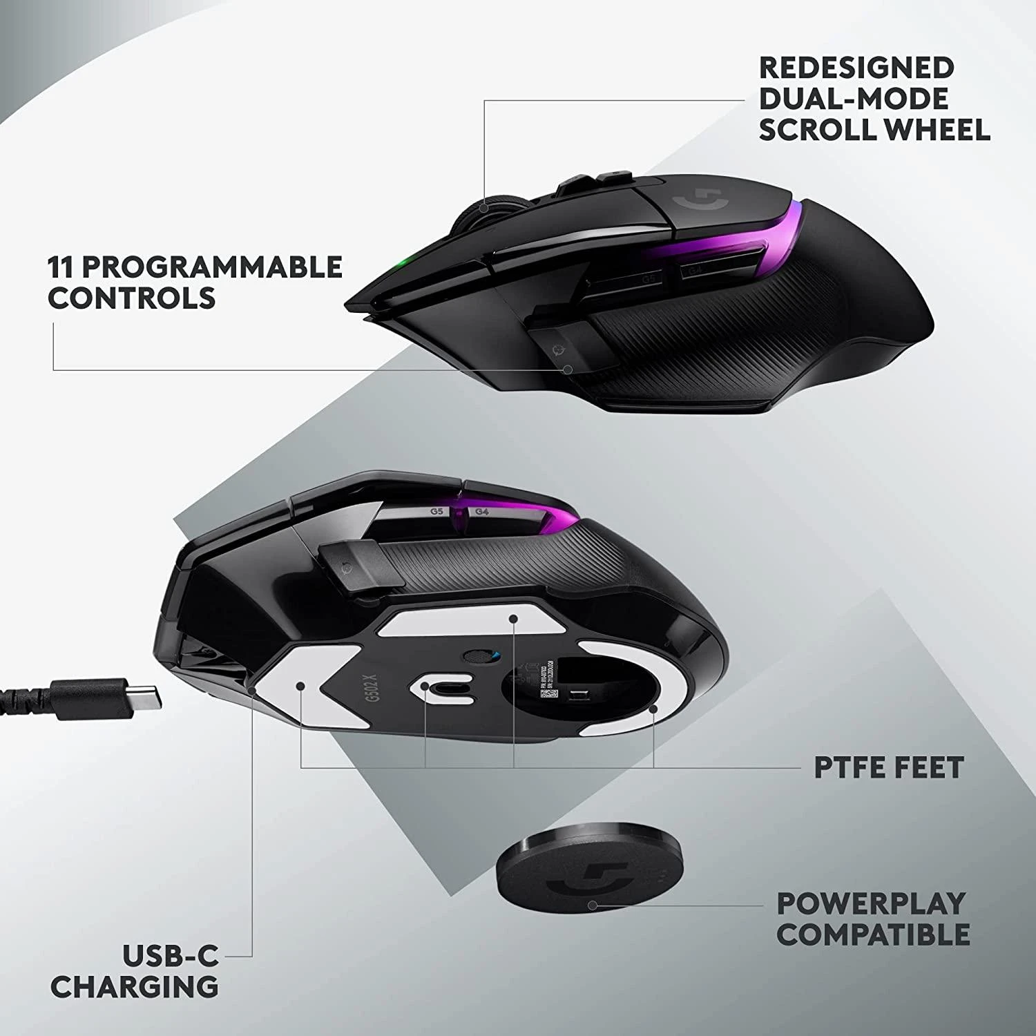 Žaidimų Pelė Logitech G502 X PLUS, juoda