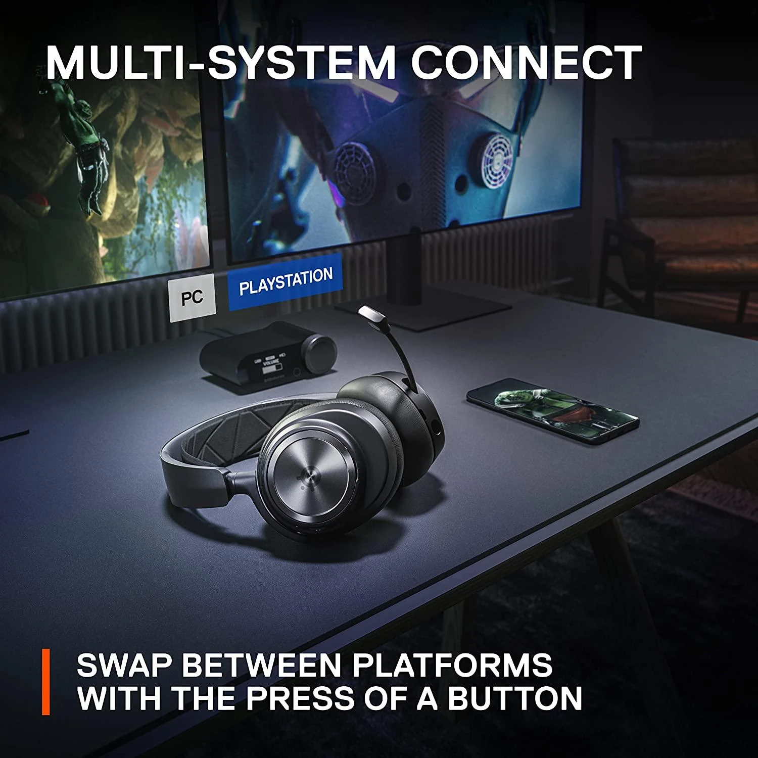 Belaidės ausinės žaidimams SteelSeries Arctis Nova Pro, Skirta PC ir PlayStation, Juodos spalvos