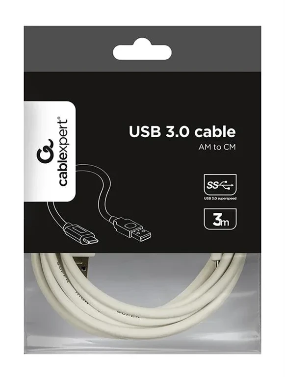 Gembird USB 3.0 C tipo (AM/CM) 3m baltas