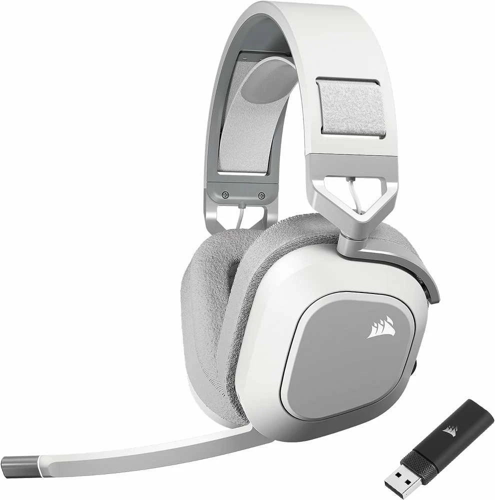 Corsair HS80 MAX baltos žaidimų ausinės su USB adapteriu