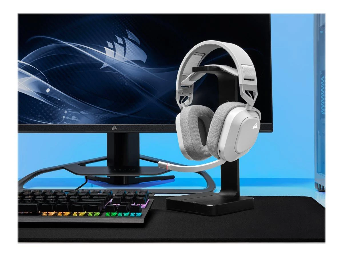 Corsair Ausinės Žaidimams HS80 RGB Su mikrofonu, Baltos, Over-Ear, Belaidės