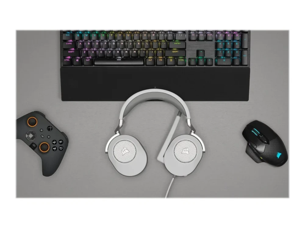 Corsair HS65 erdvinio garso ausinės, Su laidu, Baltos
