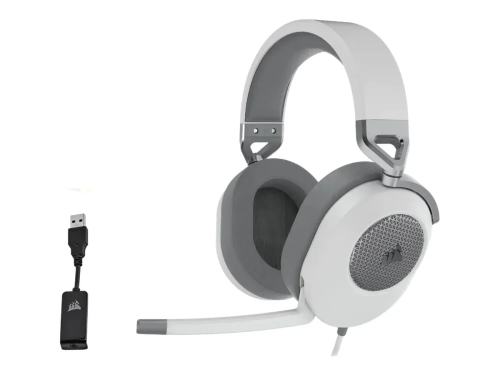 Corsair HS65 erdvinio garso ausinės, Su laidu, Baltos