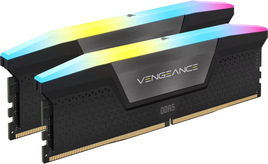 RAM CORSAIR VENGEANCE RGB 32GB 2x16GB DDR5 6000MT/s DIMM Nebuferinis 30-36-36-76 Std PMIC XMP 3.0 Juodas Heatspreader 1.4V