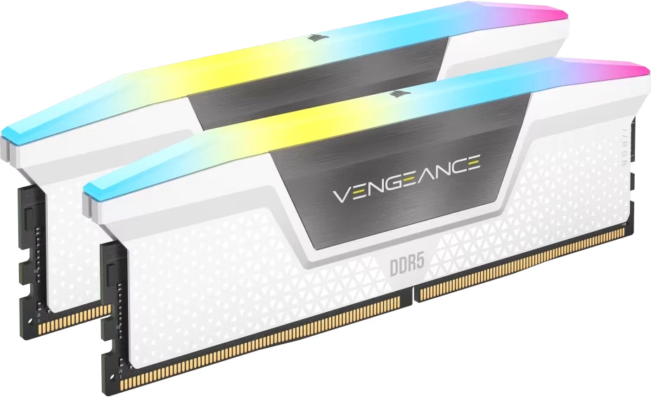 RAM CORSAIR DDR5 6000MT/s 32GB 2x16GB DIMM Unbuffered 36-44-44-96 Std PMIC XMP 3.0 VENGEANCE RGB DDR5 Baltas Heatspreader Juodas PCB 1.4V