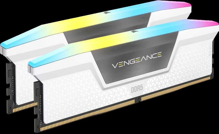 RAM CORSAIR DDR5 6000MT/s 32GB 2x16GB DIMM Unbuffered 36-44-44-96 Std PMIC XMP 3.0 VENGEANCE RGB DDR5 Baltas Heatspreader Juodas PCB 1.4V