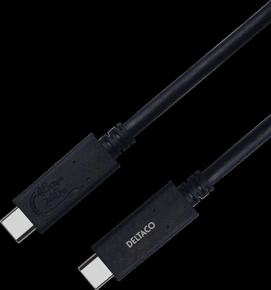 Kabelis DELTACO USB4 gen3, USB-C - USB-C, 5A EPR, juoda, 0,8m / USBC-4008M