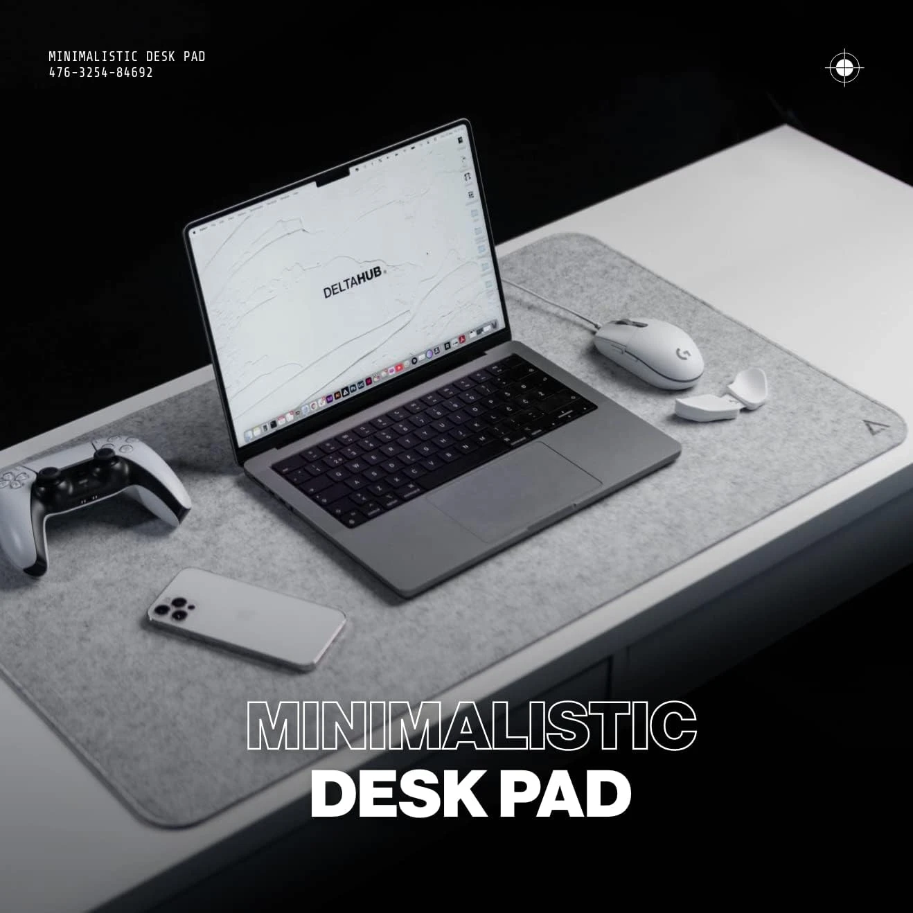 DELTAHUB Minimalistic Desk Mat Small Light Pilkas (630 x 280 x 3.5mm) (Pilkas) Pelės Kilimėlis aprašymas - Prekės nuotrauka