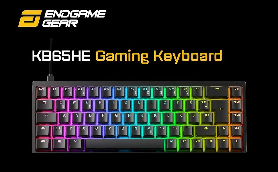Endgame Gear Endgame KB65HE Hall Effect - US išdėstymas - Hot-Swappable Gateron KS-37B Switches - Juodas (Juoda) Magnetinė Žaidimų Klaviatūra aprašymas - Prekės nuotrauka