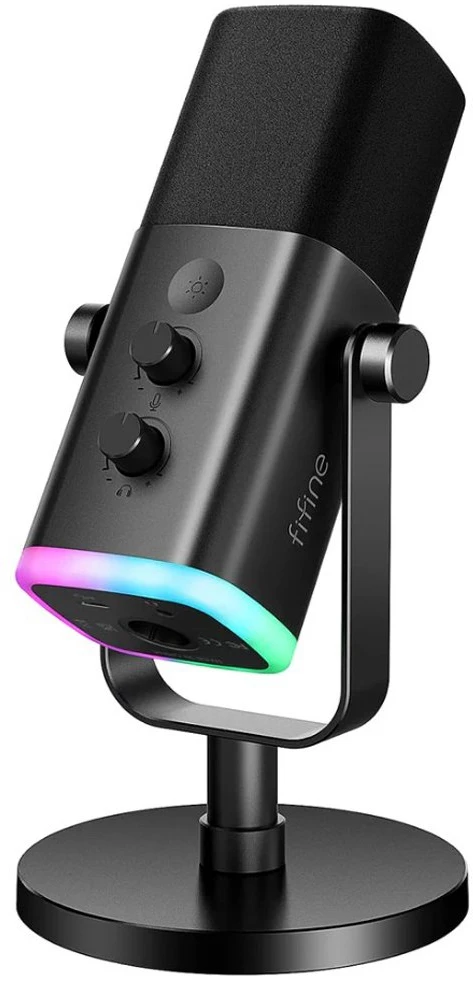 FIFINE AmpliGame AM8 laidinis mikrofonas su RGB apšvietimu USB/XLR