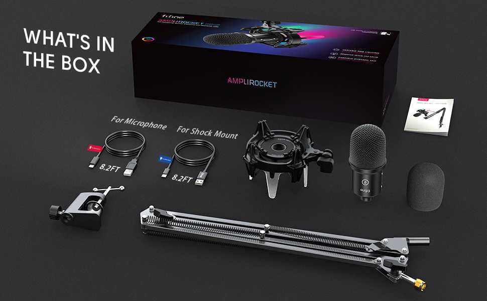 Fifine Technology FIFINE K651 RGB Juodas (Juodas) Dinaminio Mikrofono Komplektas