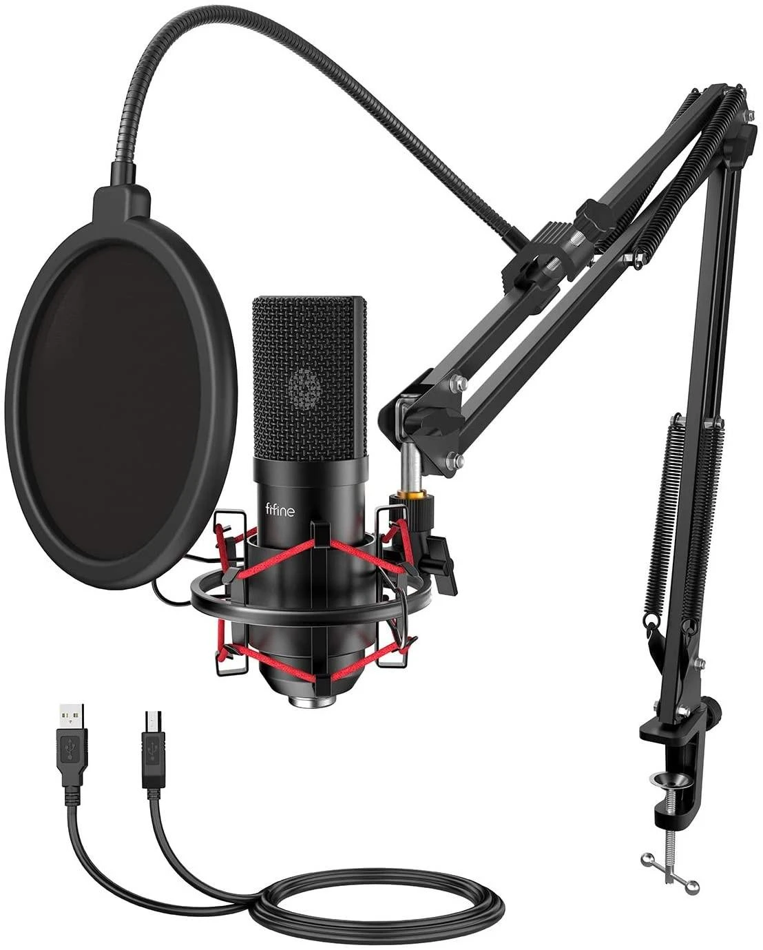 Fifine Technology FIFINE T669 PRO3 RGB Juodas (Juodas) Kondensatorinio Mikrofono Komplektas