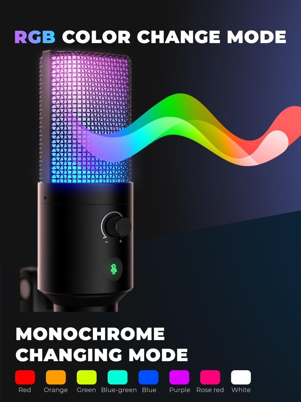 Fifine Technology FIFINE T669 PRO3 RGB Juodas (Juodas) Kondensatorinio Mikrofono Komplektas