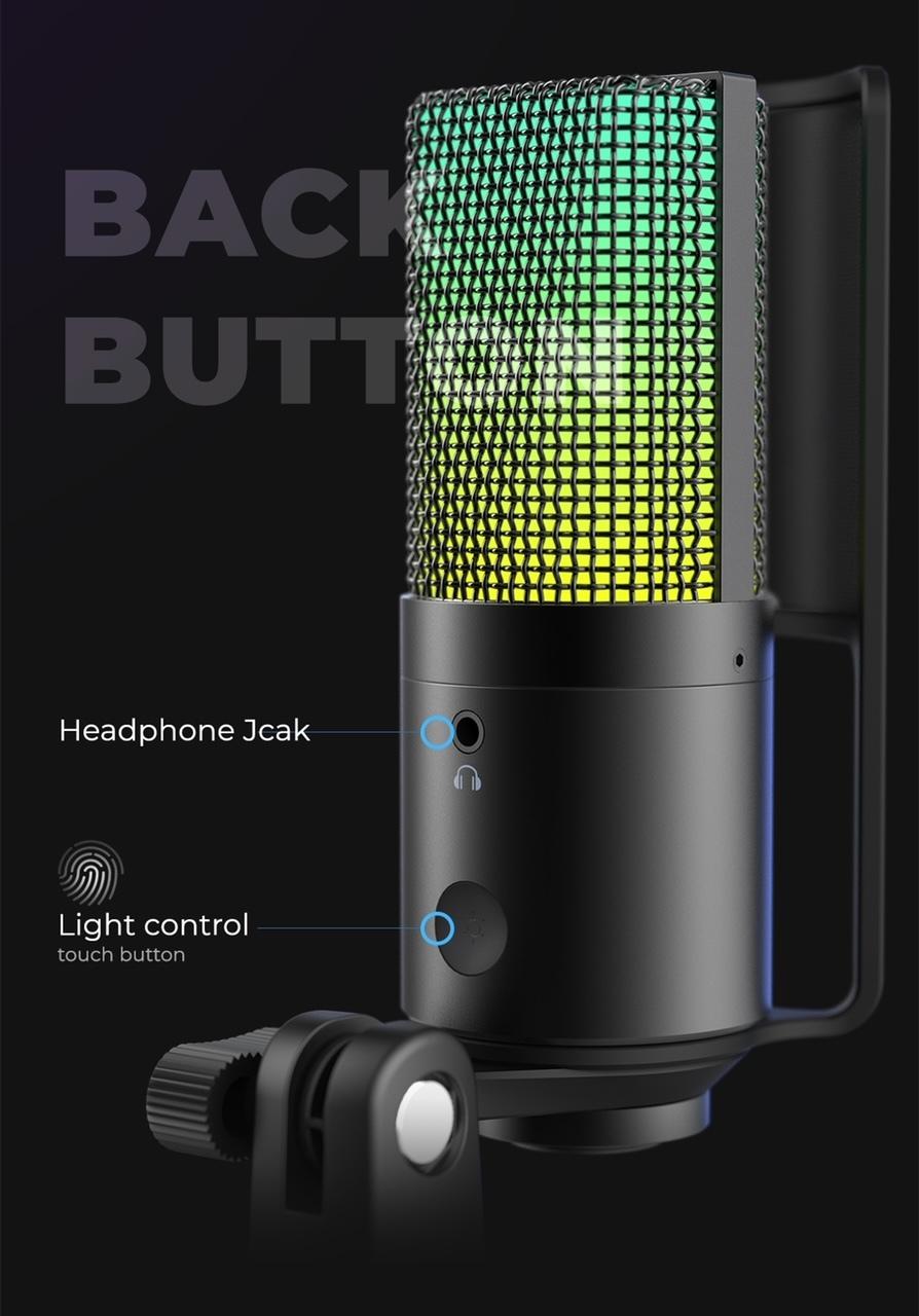 Fifine Technology FIFINE T669 PRO3 RGB Juodas (Juodas) Kondensatorinio Mikrofono Komplektas