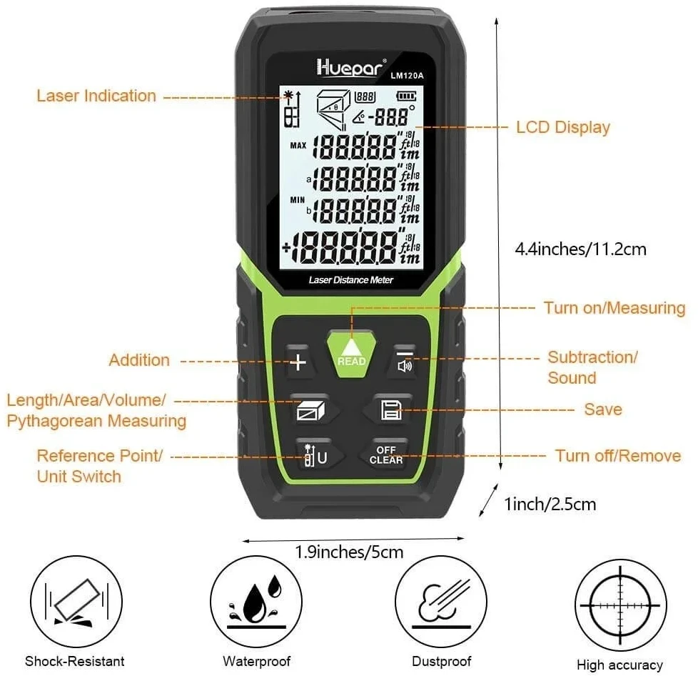 HUEPAR LM120A Lazerinis Atstumo Matuoklis