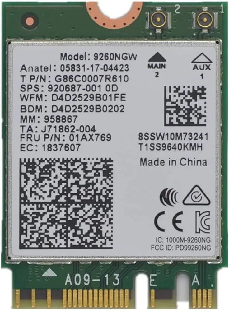 Intel 9260.NGWG tinklo plokštė WLAN / Bluetooth 1730 Mbit/ai Vidinis