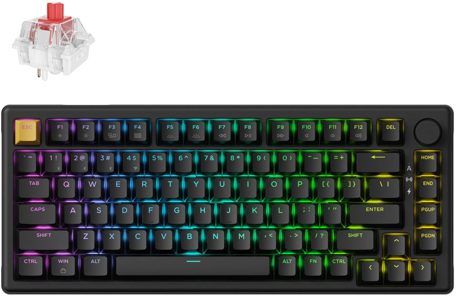 Keychron J2 Wireless (KJ2-H1) - US išdėstymas - Hot-Swappable Super Raudona - Juodas (Juoda) Mechaninė Belaidė Žaidimų Klaviatūra