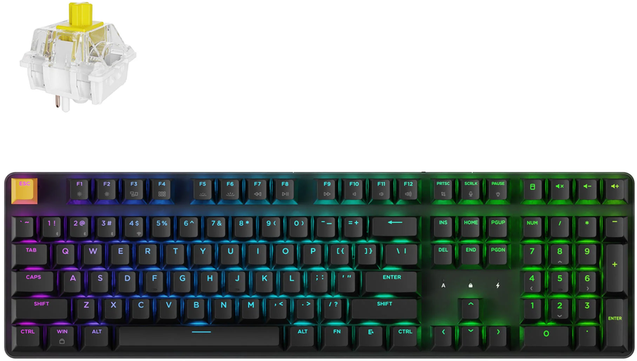 Keychron J5 Wireless (KJ5-H4) - US išdėstymas - Hot-Swappable Super Banana - Juodas (Juoda) Mechaninė Belaidė Žaidimų Klaviatūra