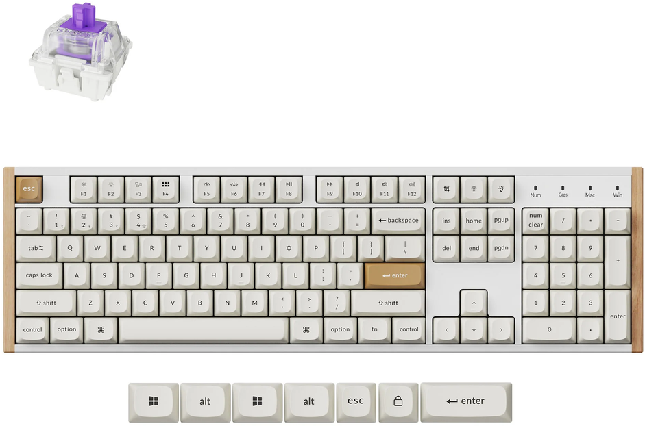 Keychron K10 HE Wireless (K10H-Q1) - US išdėstymas - Gateron Magnetic Nebula - Baltas (Balta) Magnetinė Belaidė Žaidimų Klaviatūra