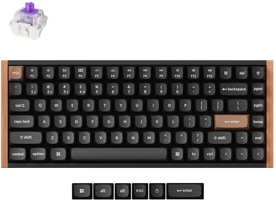 Keychron K2 HE Wireless (K2H-F1) - US išdėstymas - Hot-Swappable Gateron Magnetic Nebula - Carbon Juodas (Juoda) Magnetinė Belaidė Žaidimų Klaviatūra