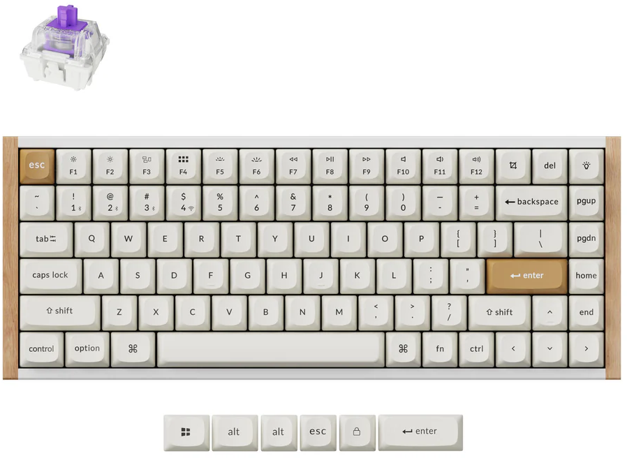 Klaviatūra žaidimams Keychron K2H Gateron Double-Rail Magnetic Nebula belaidė magnetyczno-mechaninė su pašvietimu balta