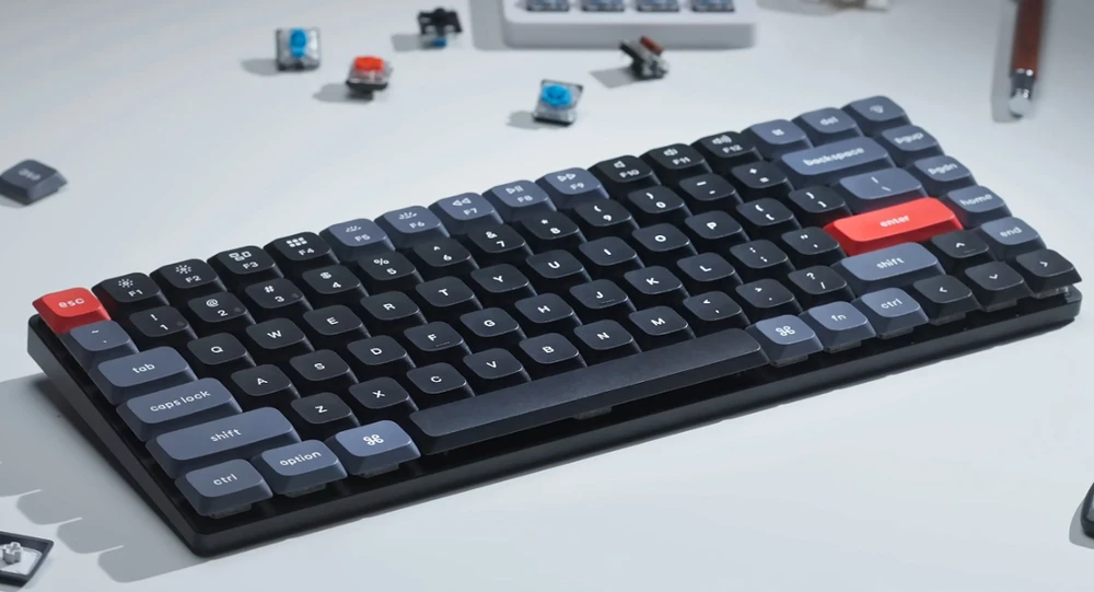Keychron K3 Max Wireless (K3M-H3) - US išdėstymas - Hot-Swappable Low Profile Gateron Brown - Juodas (Juoda) Mechaninė Belaidė Žaidimų Klaviatūra