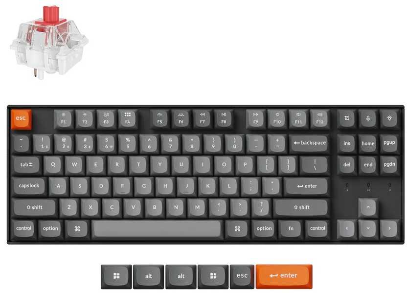 Keychron K8 Max Wireless (K8M-H1) - US išdėstymas - Hot-Swappable Super Raudona - Juodas (Juoda) Mechaninė Belaidė Žaidimų Klaviatūra