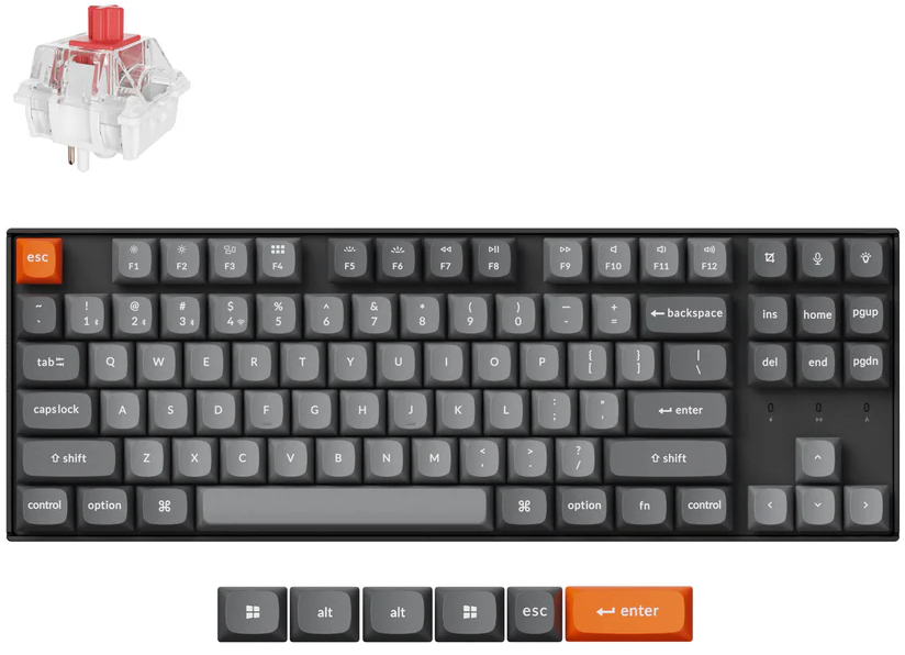Keychron K8 Max Wireless (K8M-H1) - US išdėstymas - Hot-Swappable Super Raudona - Juodas (Juoda) Mechaninė Belaidė Žaidimų Klaviatūra