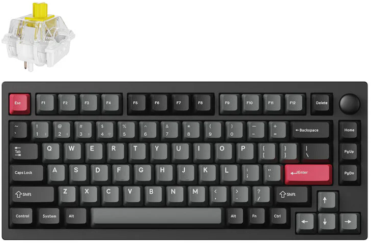 Keychron Lemokey P1 Pro Wireless (P1P-M4) - US išdėstymas - Hot-Swappable Super Banana Switches - Carbon Juodas (Juoda) Mechaninė Belaidė Žaidimų Klaviatūra