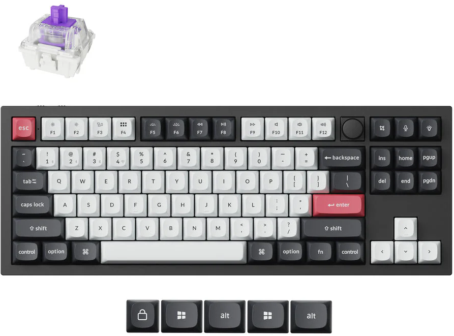 Keychron Q3 HE Wireless (Q3H-M1) - US išdėstymas - Gateron Magnetic Nebula - Carbon Juodas (Juoda) Magnetinė Belaidė Žaidimų Klaviatūra