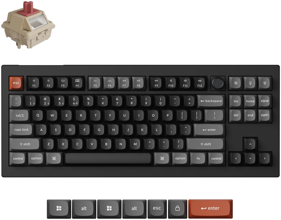 Keychron V3 Ultra Wireless (V3U-D1) - US išdėstymas - Hot-Swappable Silk POM Raudona - Juodas (Juoda) Mechaninė Belaidė Žaidimų Klaviatūra