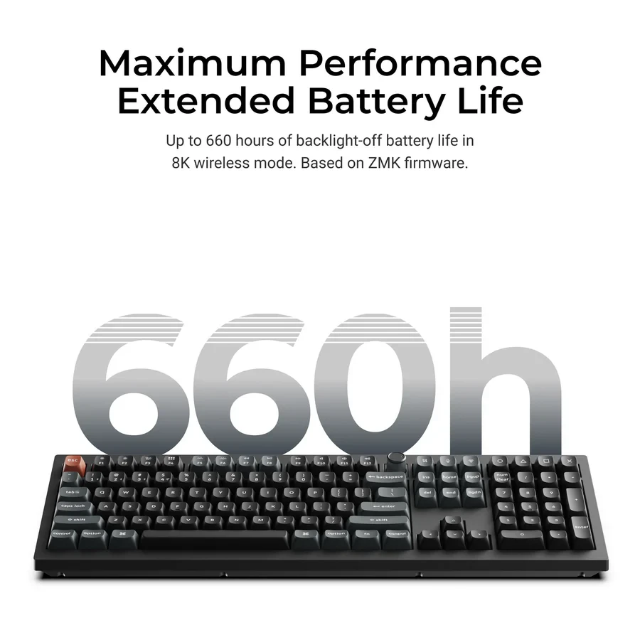 Belaidė mechaninė klaviatūra Keychron V6 Ultra 8K, Raudoni (Red) jungikliai, US INTL ANSI išdėst., Juoda