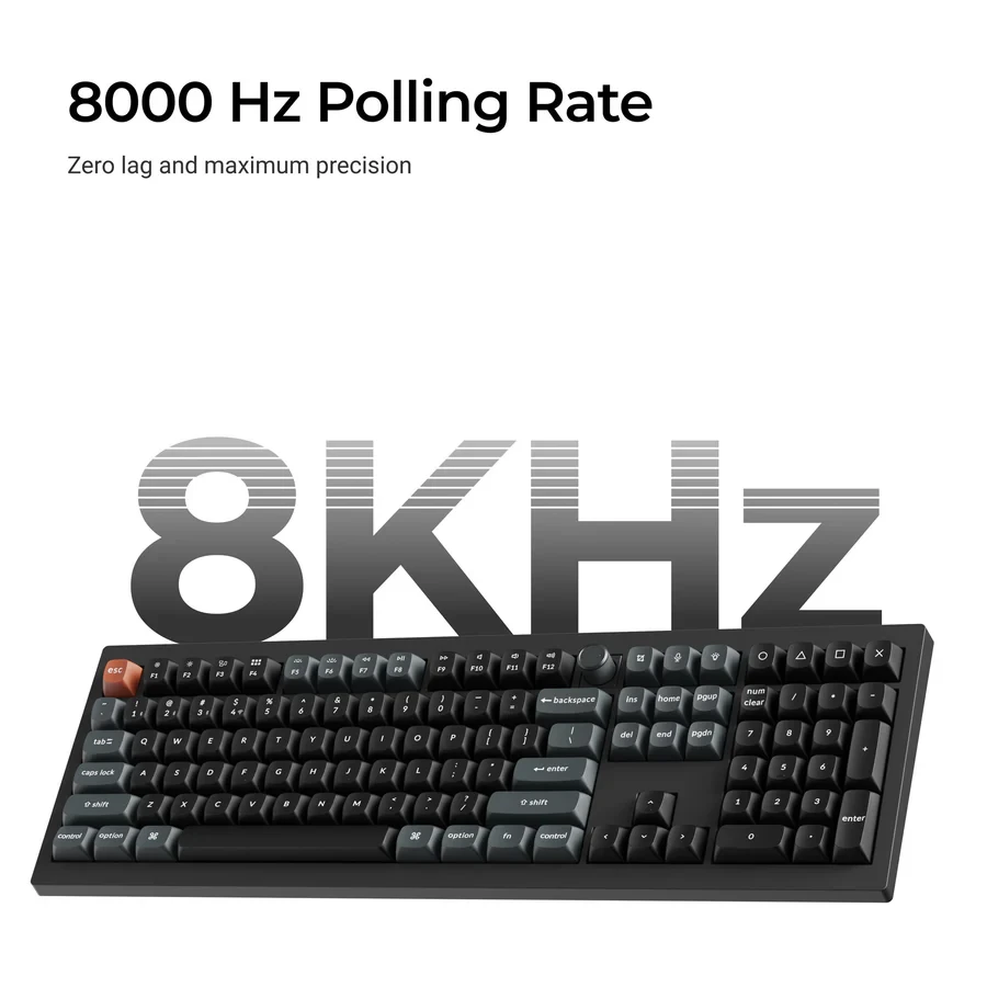 Belaidė mechaninė klaviatūra Keychron V6 Ultra 8K, Raudoni (Red) jungikliai, US INTL ANSI išdėst., Juoda